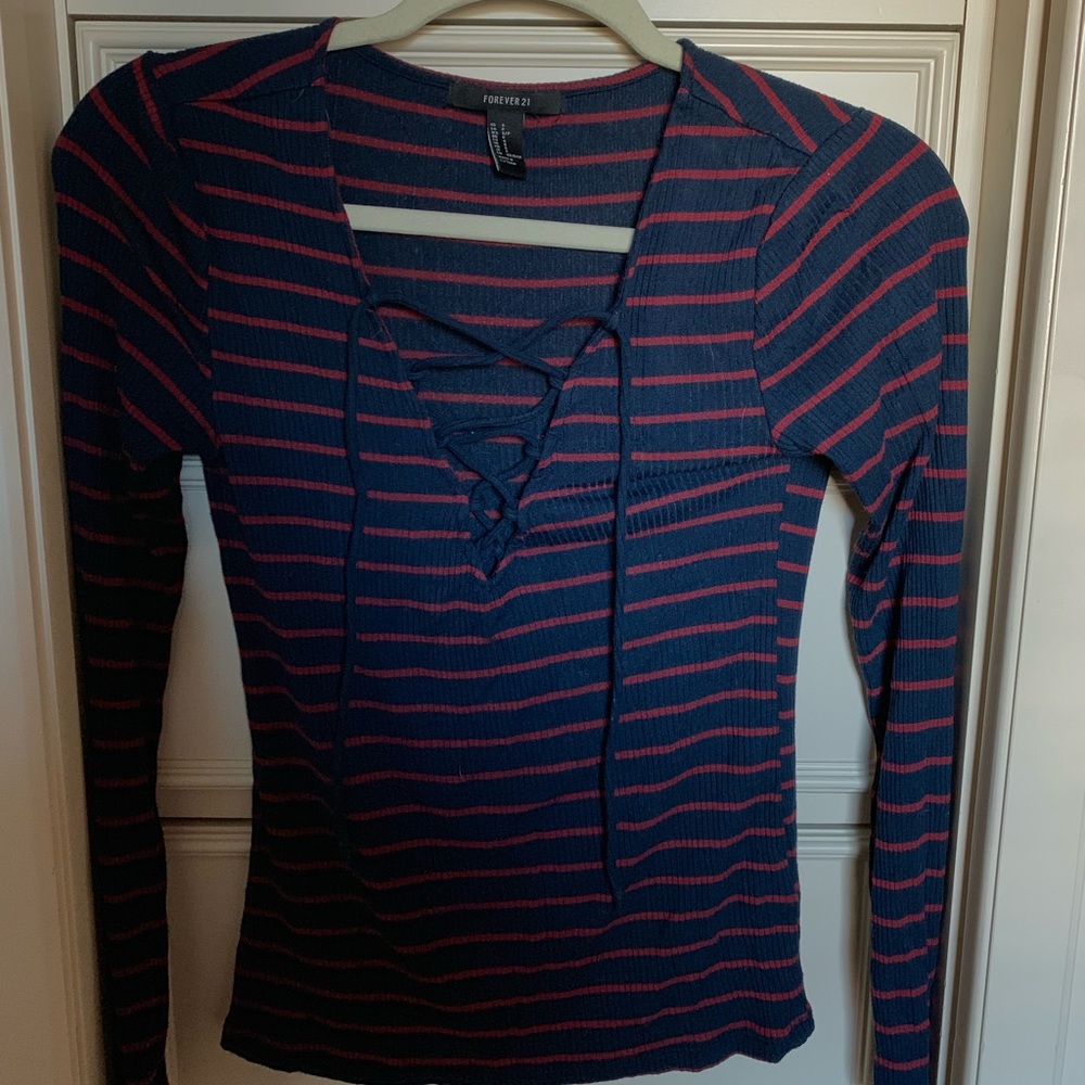 Striped Lace-Uo Shirt